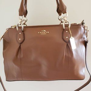 Coach Colette Leather Carryall Satchel Bag in Saddle NWT